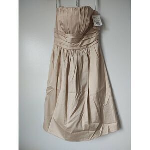 New David's Bridal Strapless Champagne Pink Bridesmaid Bridal Dress Womens 4